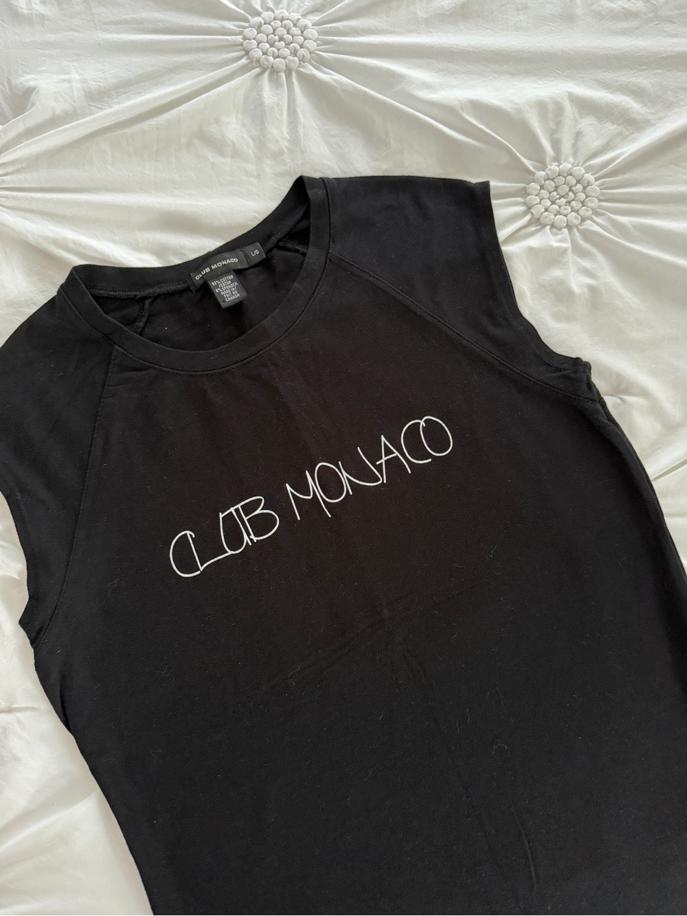 Club Monaco Black Sleeveless Logo Tank